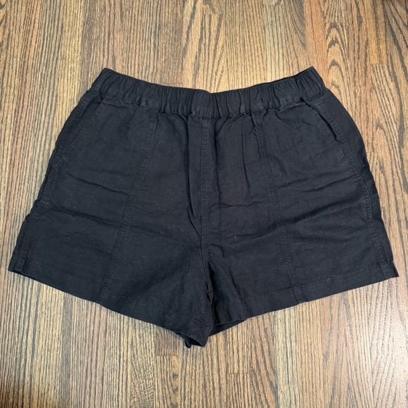 Madewell black pull on linen/lyocell blend shorts size large - Picture 1 of 4